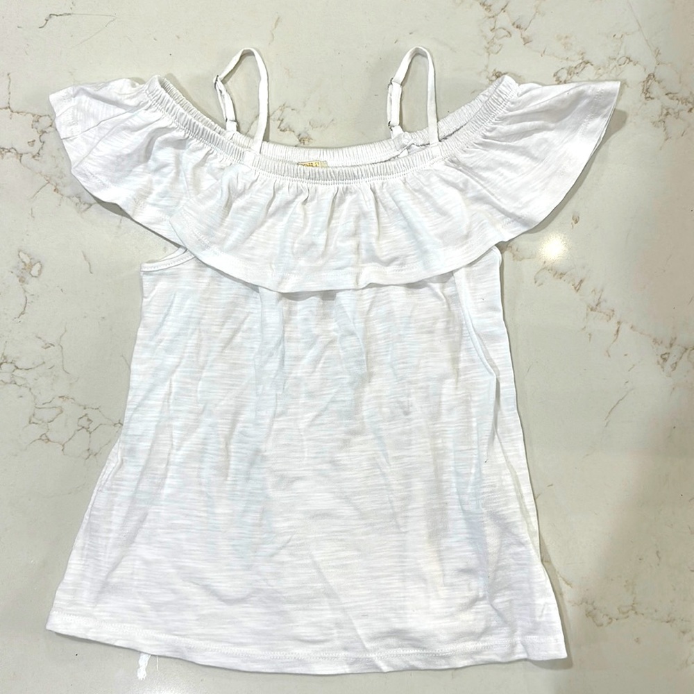 White tank with ruffle. New no tags